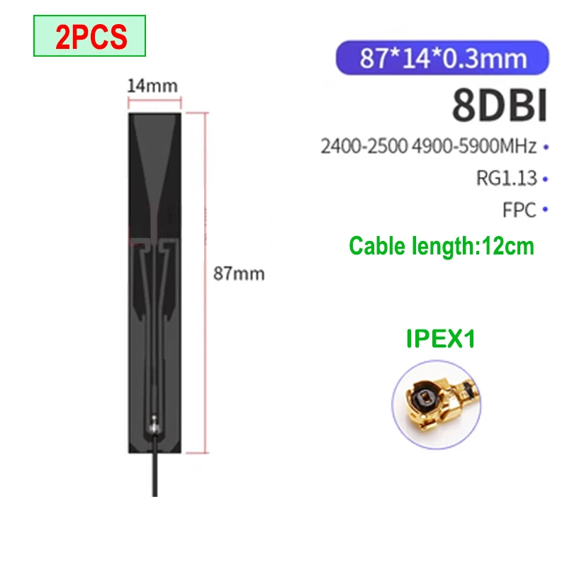 eoth 2 adet PCB / FPC yumuşak tahta 5.8 Ghz 2.4 ghz Çift Bant ıot wifi Anten Dahili Bluetooth yama kazançlı anten ıpex 1 8dbi
