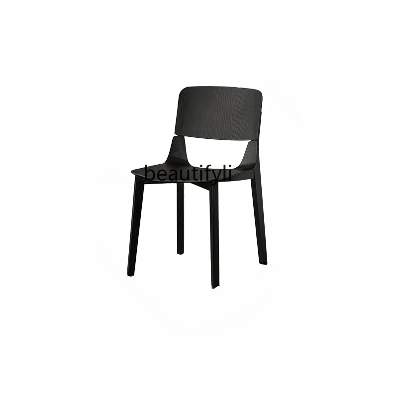 Siyah katı ahşap yemek sandalyesi Ev Oturma Odası Boş Sandalye Basit Modern Koltuk Tasarımcısı Gelişmiş Mobilya