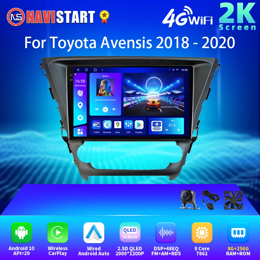 NAVİSTART 2K 2000 * 1200 Araba Radyo Toyota Avensis 2018 İçin 2019 2020 Carplay Android Otomatik 4G WIFI GPS DSP Multimedya 2 Din Hiçbir DVD
