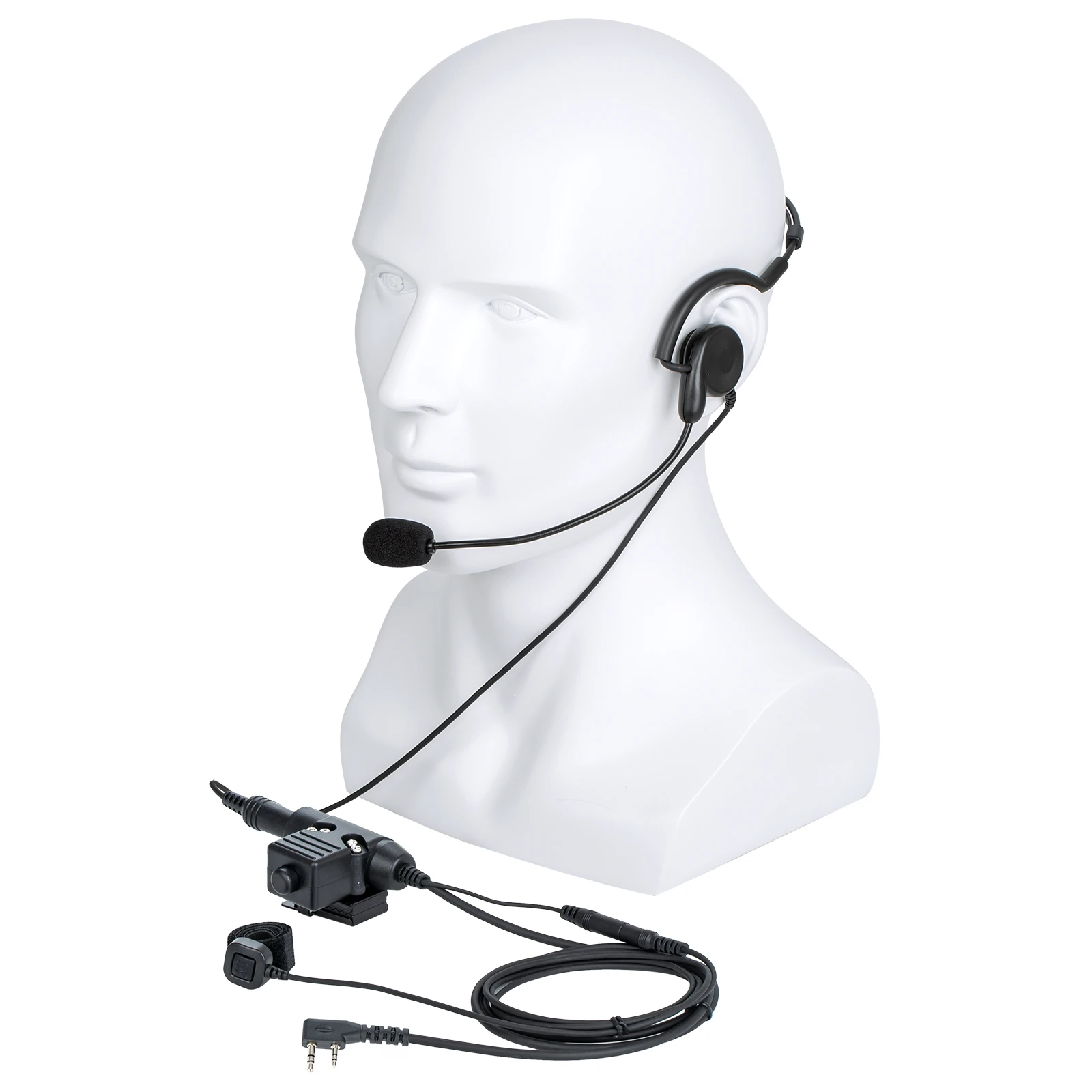 Walkie Talkie 7.1 mm Kemik iletim kulaklığı Kulaklık Mikrofon ile Parmak Mikrofon ve U94 PTT Adaptörü BAOFENG UV-5R