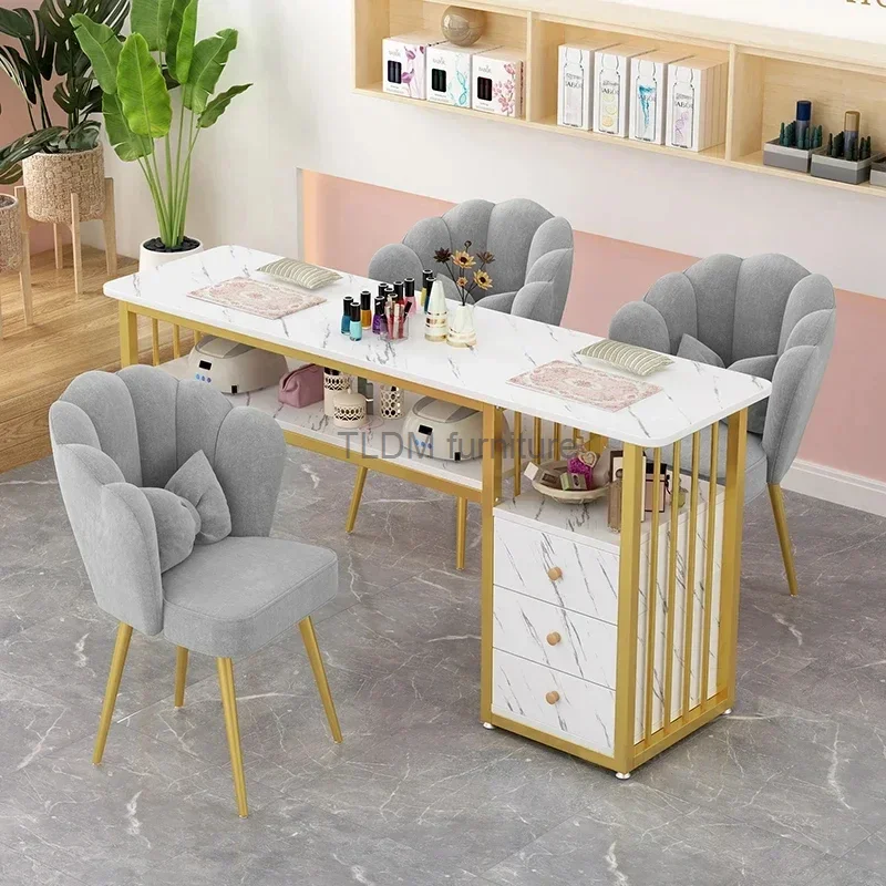 Iskandinav Tek Çift tırnak masası s Salon Profesyonel manikür masası ve Sandalye Modern salon mobilyası Güzellik Salonu tırnak masası
