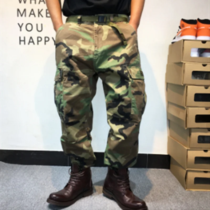Açık Askeri Pantolon Ağır Yüksek yoğunluklu Dimi Ordu Yeşil Tayt Tulum erkek Gevşek Pantolon Eğitim Üniforma Takım