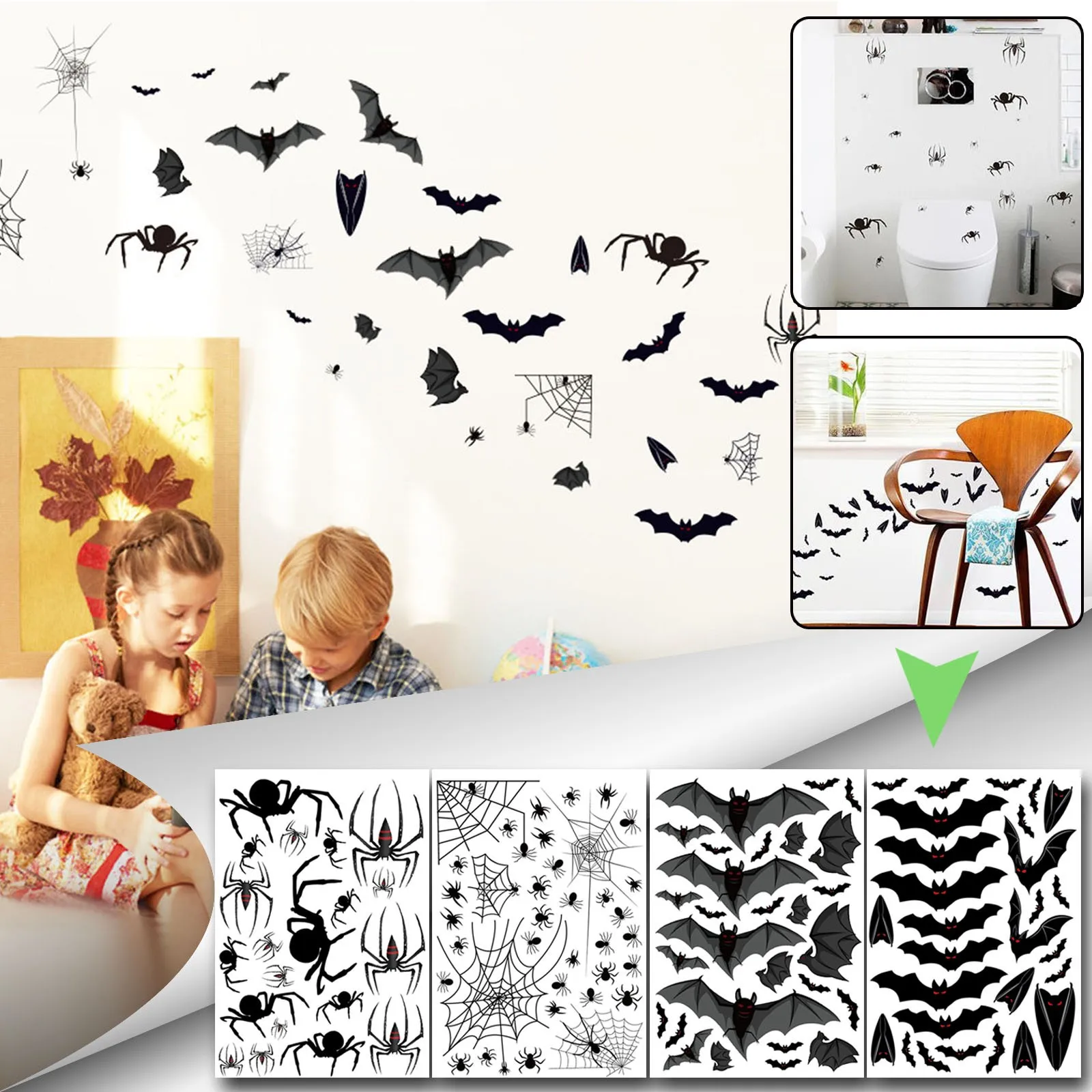 Yapışkanlı dekorasyon Cadılar Bayramı Yapıştır Yapıştır Sticker yaratıcı duvar Sticker fotoğraf sahne bebek