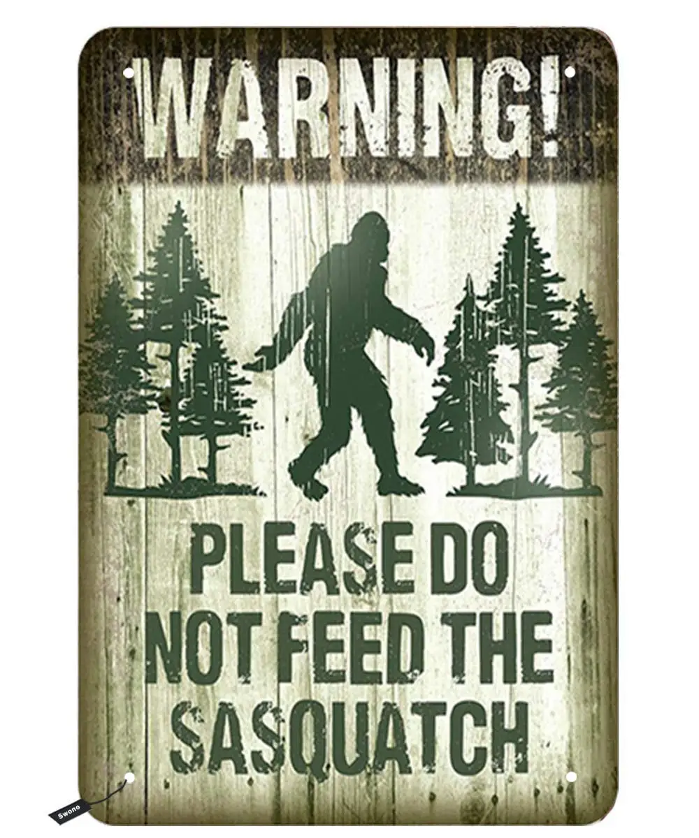 Swono Lütfen Sasquatch Teneke Tabelalarını Beslemeyin, Vintage Metal Teneke Tabelalarda Yürüyen Barbarları Uyarın, Erkekler ve Kadınlar için Uygun