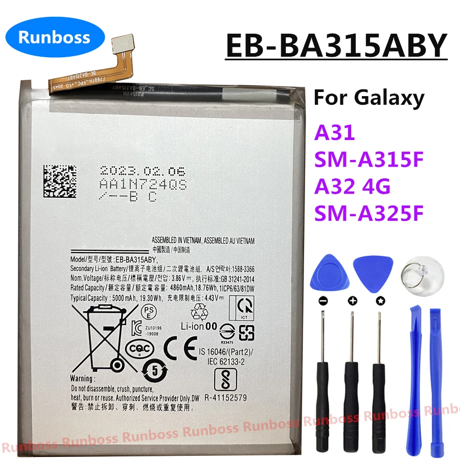 Yeni Yüksek Kalite 5000mAh EB-BA315ABY Yedek Telefon Pil İçin Samsung Galaxy A31 2020 SM-A315F A32 4G SM-A325F