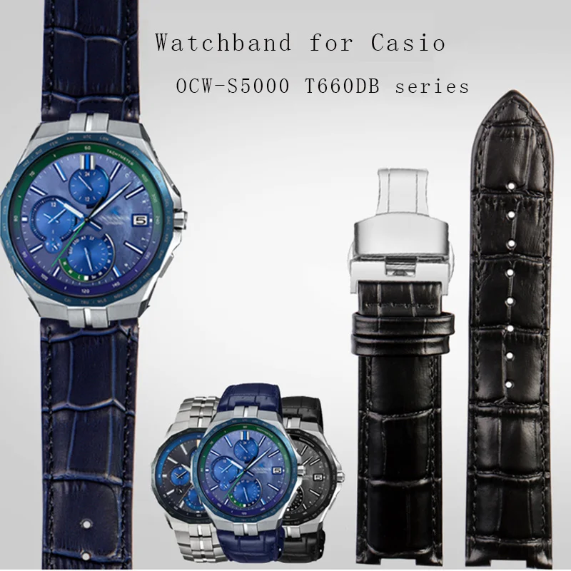 Hakiki deri bileklik Casio kordonlu saat G-SHOCK Çelik Kalp GST-B500D serisi modifiye içbükey inek derisi saat kayışı zinciri