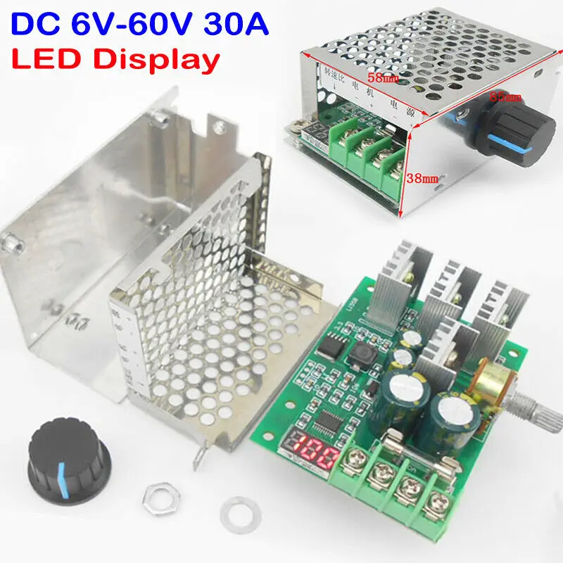 30A DC 6V-60V 12V 24V 48V PWM Motor Hız Kontrol Cihazı 0 ~ 100 % Ayarlanabilir Voltaj Regülatörü Anahtarı Kontrol LED dijital ekran