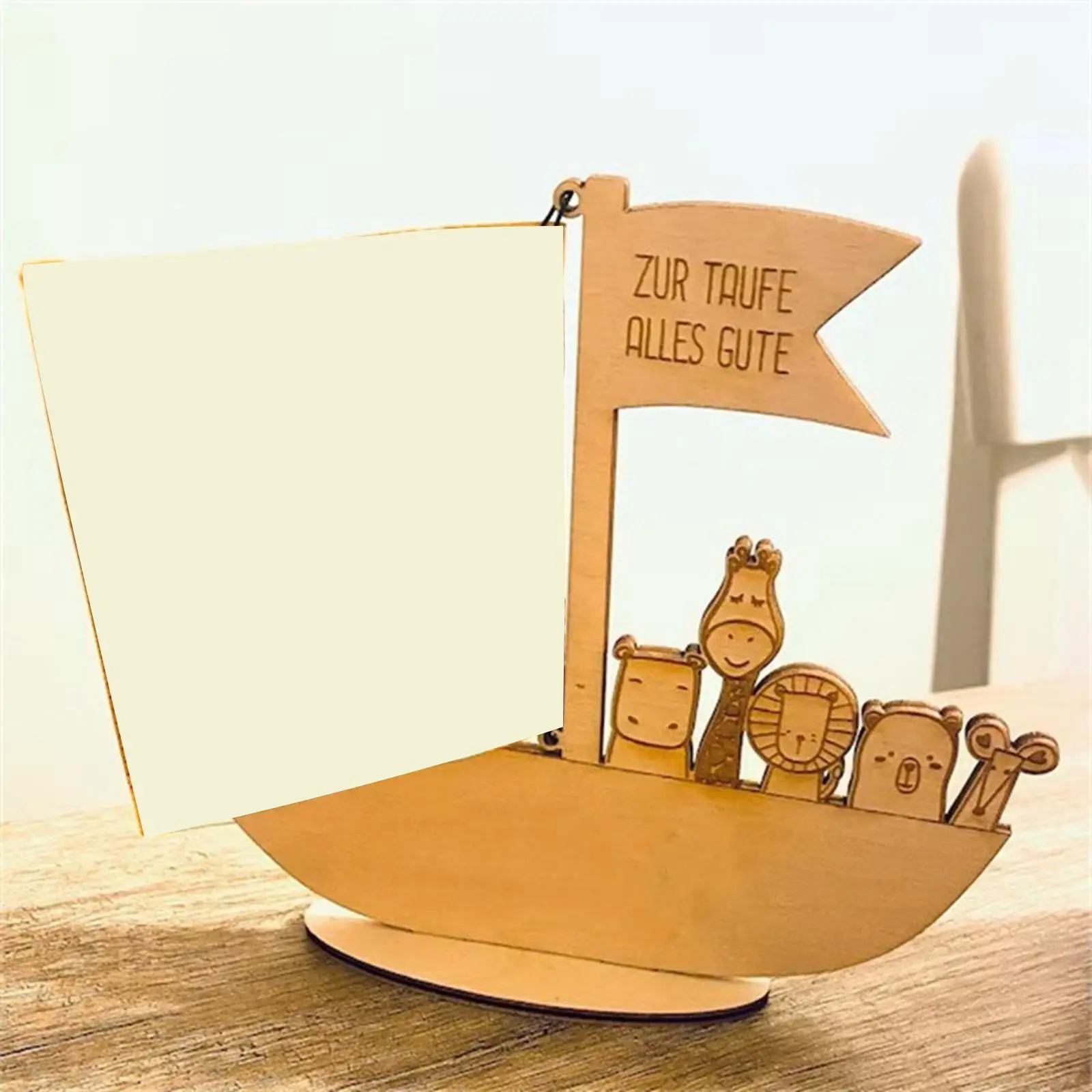 Yıldönümü Şükran Günü hediyesi için ahşap para tutucu hatıra tekne şekli klip
