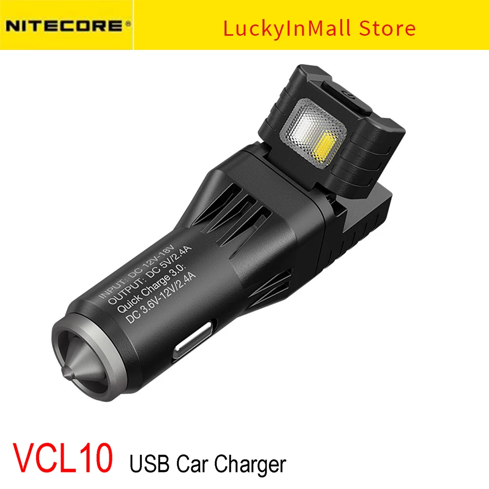 Nitecore vcl10 Çok Fonksiyonlu All-in-one Araç gadget desteği QC 3.0 araç şarj cihazı Cam Kesici / Acil Uyarı ışığı