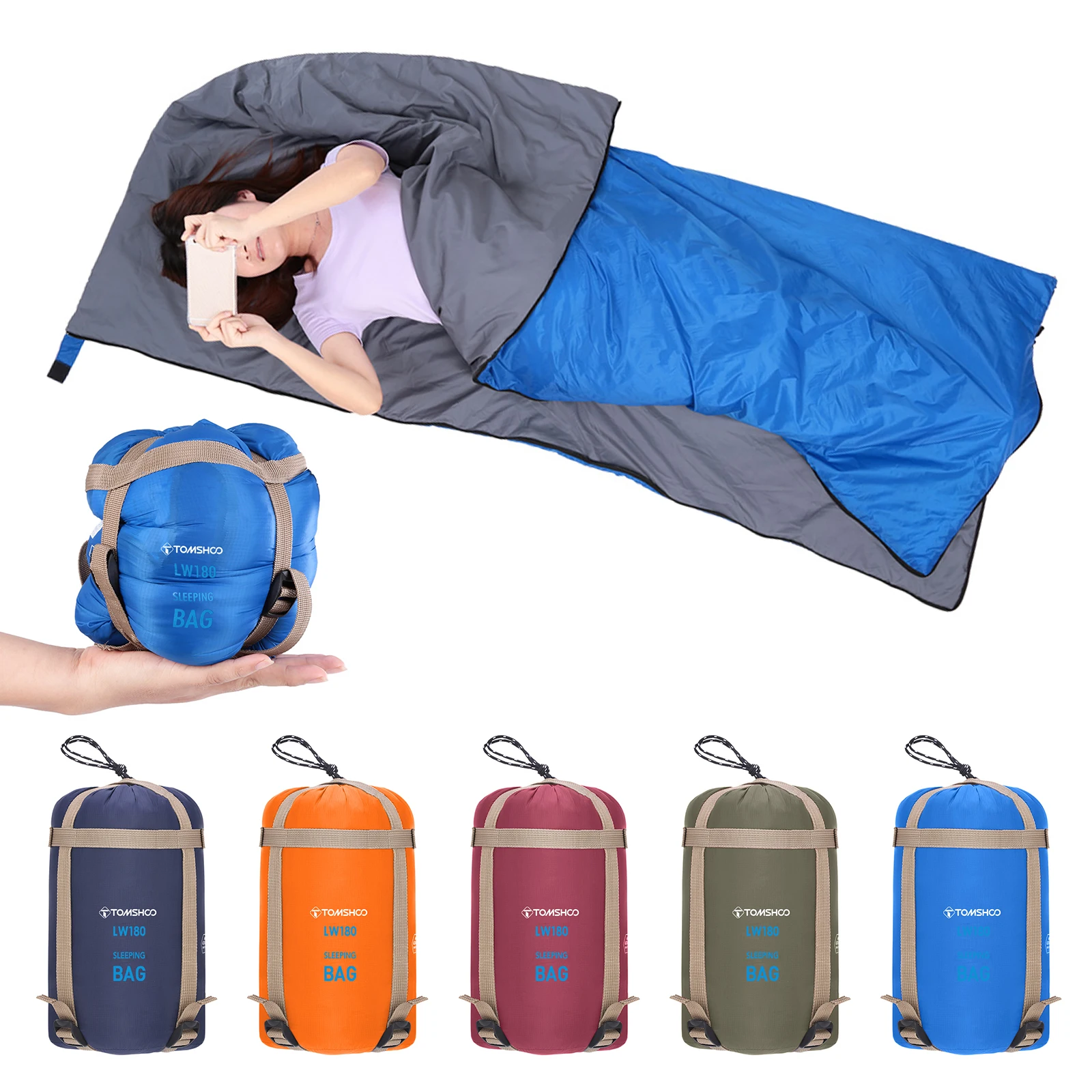 TOMSHOO ultra hafif uyku tulumu Yetişkinler için Açık kılıflı uyku tulumu Sıcak Hava Kamp Sırt Çantası Yürüyüş