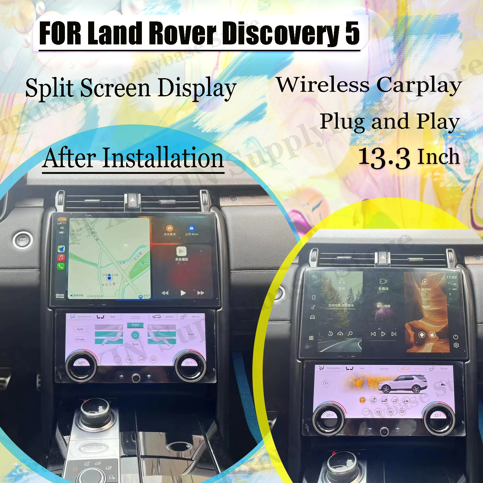 13.3 İnç Android 11 Otomotiv Multimedya Klima Land Rover Discovery 4 İçin Stereo Alıcısı GPS navigasyon başkanı Ünitesi