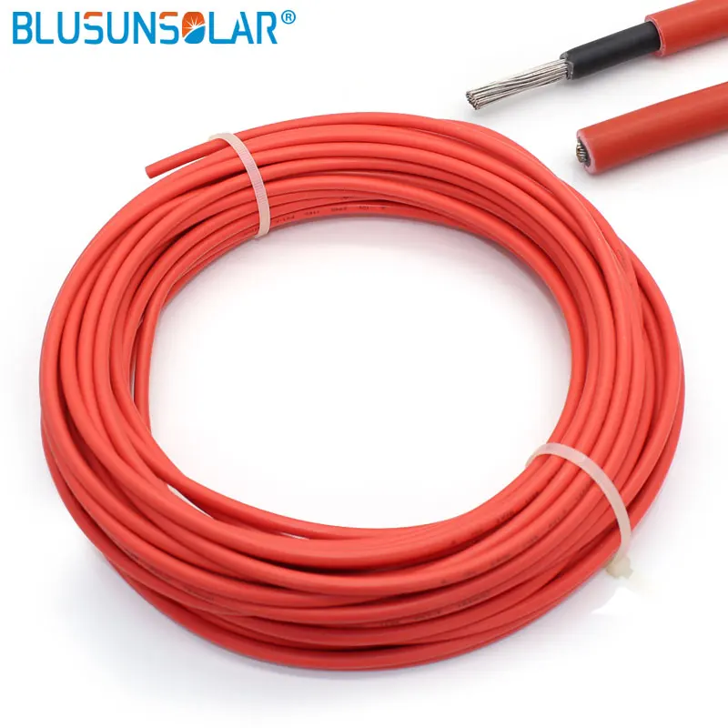 10 m/Rulo Güneş PV kablo tel 1500V 4mm2/6mm2(12 / 10AWG) kablo Uzatma Kırmızı Siyah XLPE EN50618 H1Z2Z2-K TUV Güneş Sistemi için