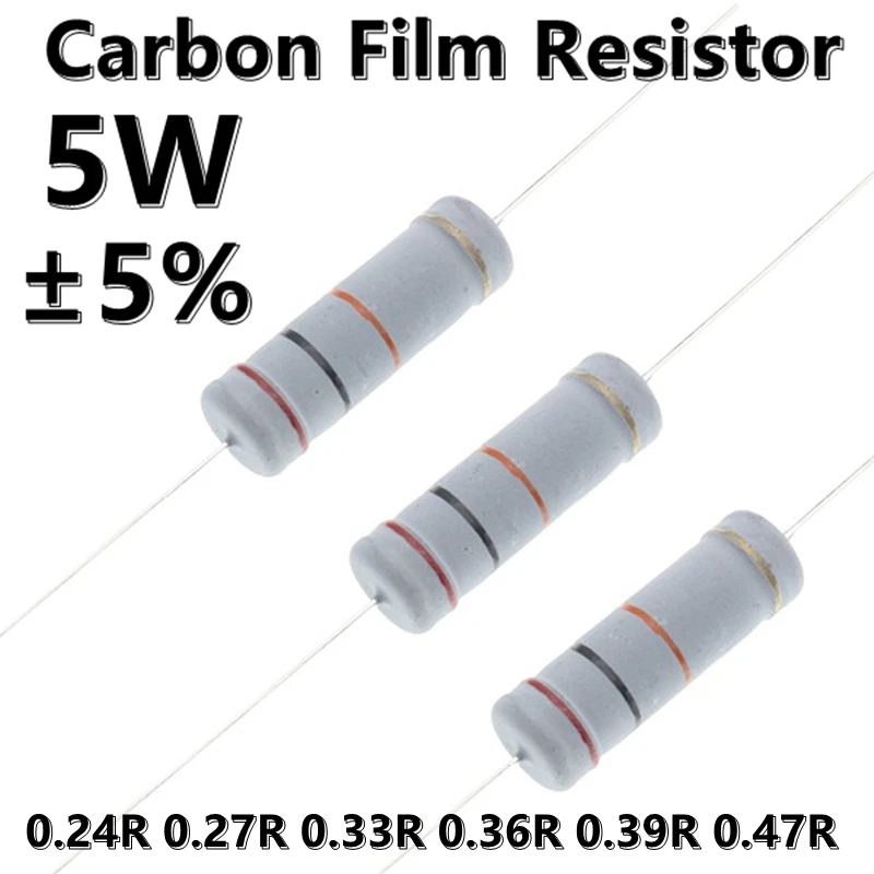 (10 adet) 5W Karbon Filmi 5 % Renkli Halka Eksenel Direnç 0.24 R 0.27 R 0.33 R 0.36 R 0.39 R 0.47 R Ω ohm