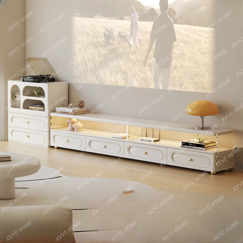 Süspansiyon TV Dolabı ve çay masası Kombinasyonu Küçük Daire Oturma Odası Modern Minimalist Akrilik