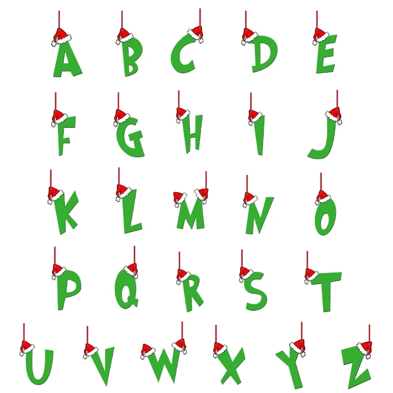 Noel Ağacı Dekorasyon 26 Mektup Kolye Dekor Giyen Şapka parti Malzemeleri 50LB