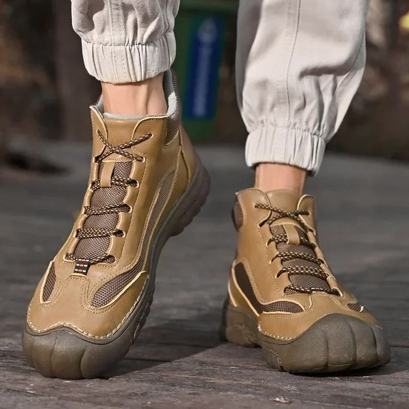 Erkek ayakkabıları 2023 Marka Çapraz bağlı erkek Botları Moda Dikiş Sıcak Satış Yuvarlak Ayak Rahat Yumuşak Alt bileğe kadar bot erkek Shoeszapatos