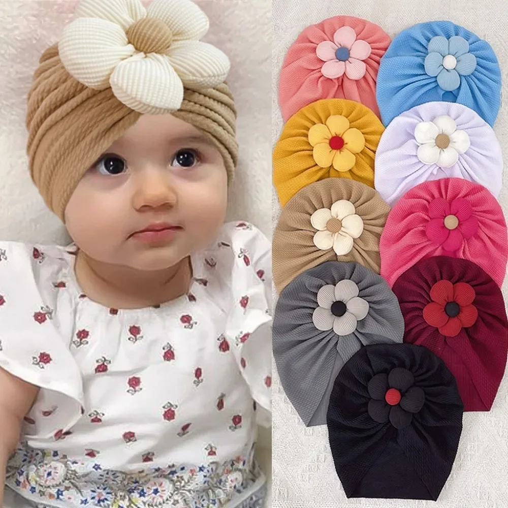 Yeni Katı İplik Bebek Çiçek Kazak Şapka çocuk Şapkası Bebek Fetal Şapka Bebek Aksesuarları Yenidoğan