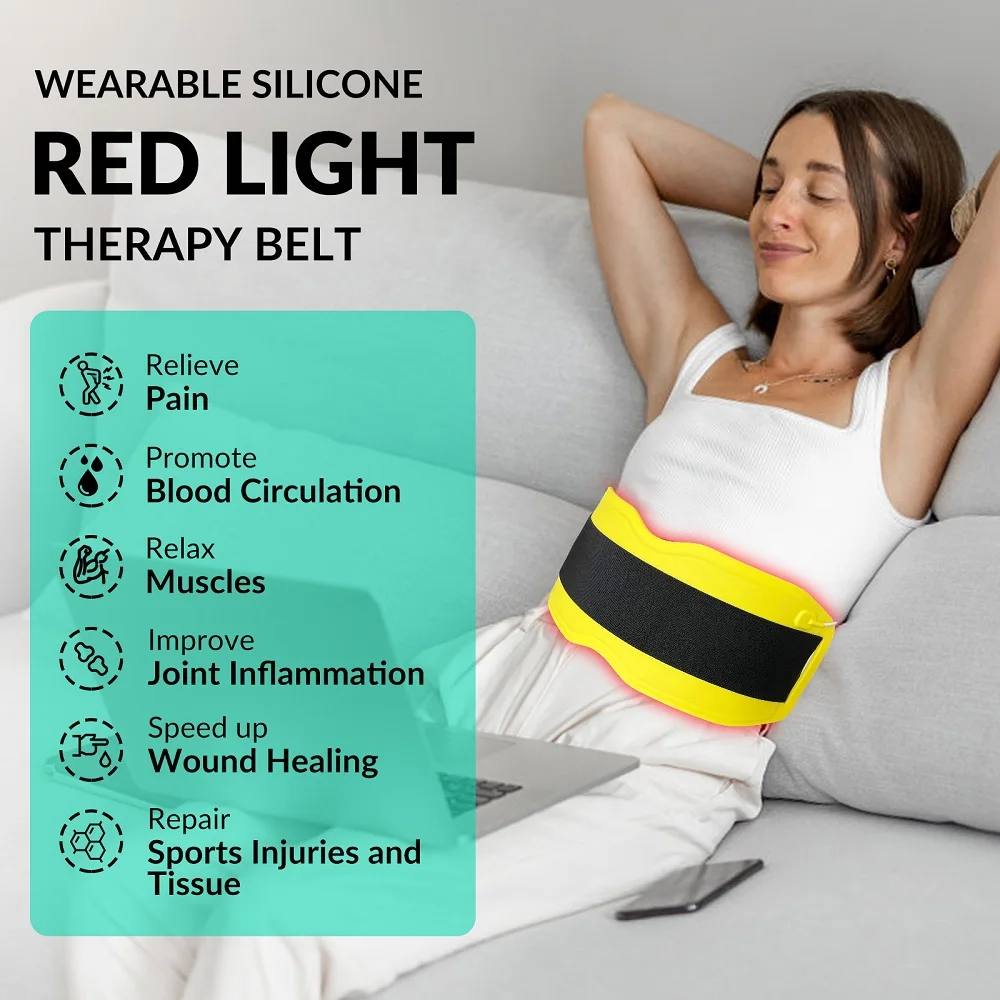 Kırmızı ＆Kızılötesi led ışık terapisi kemer 940nm 850nm 660nm sırt ağrısı rahatlama Wrap yanık yağ sarma zayıflama makinesi bel ısı pedi