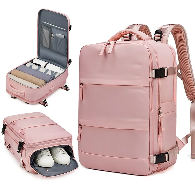 Kadın Laptop Sırt Çantası 15.6 inç Genç kız USB şarj okul sırt çantası Bağımsız ayakkabı çantası seyahat sırt çantası açık Sırt Çantası