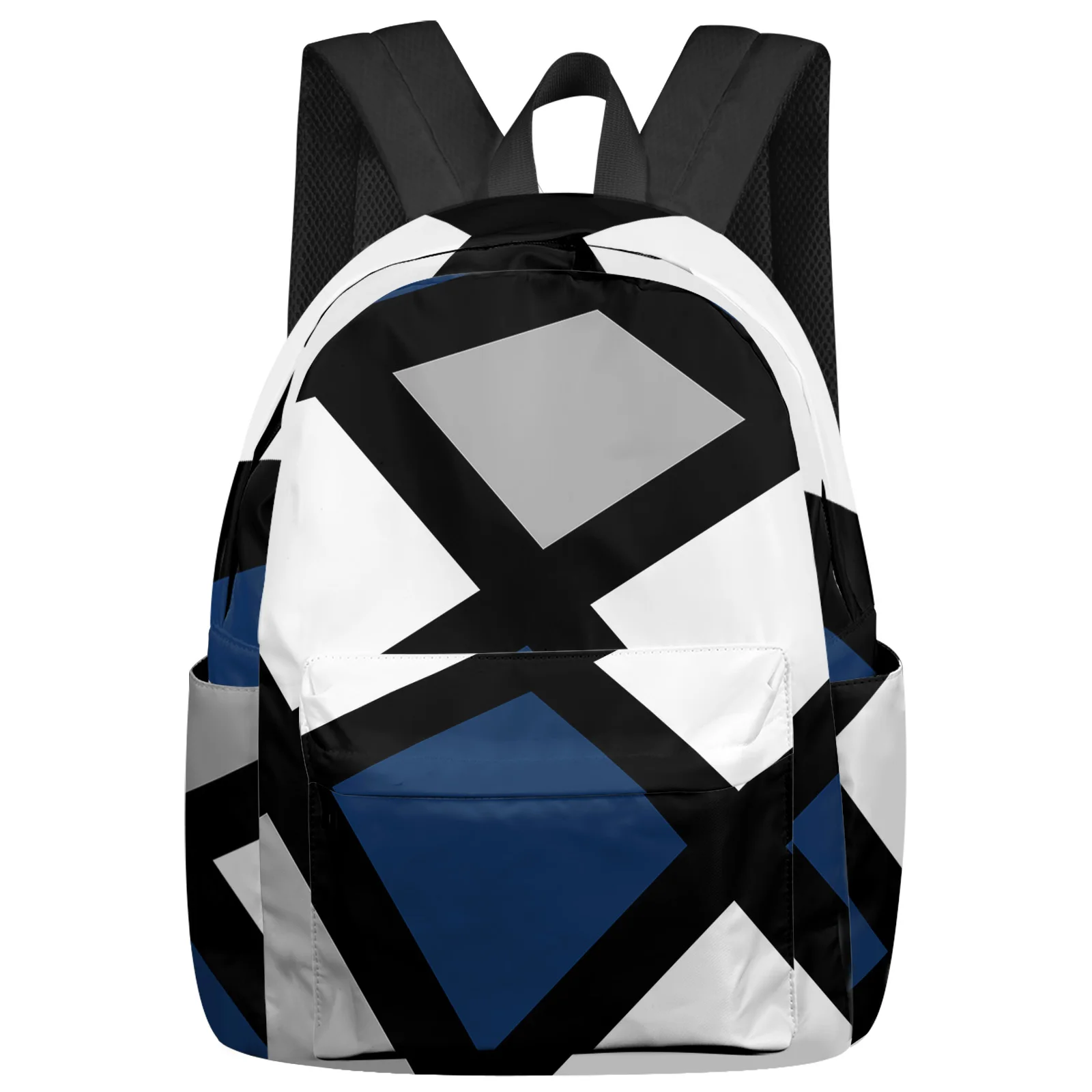 Lacivert Siyah Gri Geometrik Kare Sırt Çantası Okul gençler için çanta Öğrenciler laptop çantası kadın Rahat seyahat sırt çantası