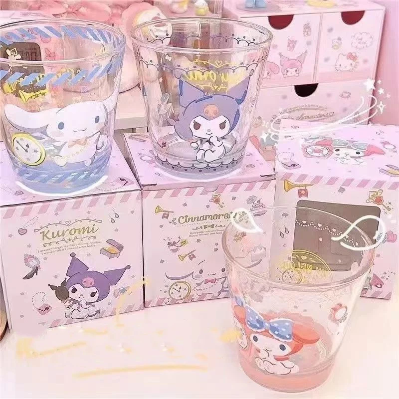 Cinnamoroll Cam Su Bardağı Benim Melody Kuromi Sanrio Kawaii Karikatür Anime Öğrenci Ev Süslemeleri Taşınabilir Kız noel hediyesi