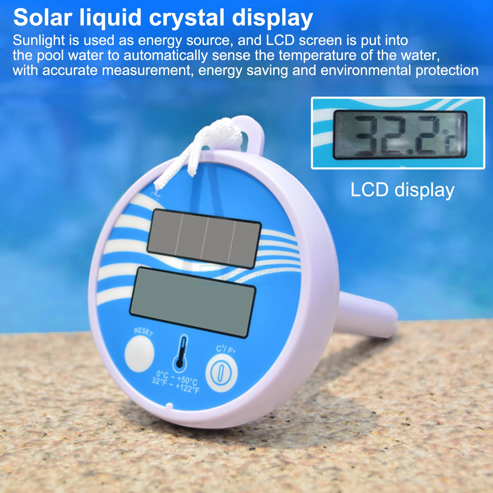 Açık Kapalı Havuz ve Spa Dijital Yüzen Su Geçirmez Güneş Termometre lcd ekran Termometre Fahrenheit Santigrat