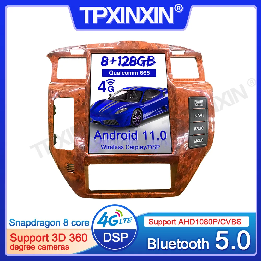 Android 11.0 Qualcomm-Snapdrago 665 Nissan Patrol İçin Y61 Araba GPS Navigasyon Radyo Multimedya Oynatıcı teyp 8 + 128G