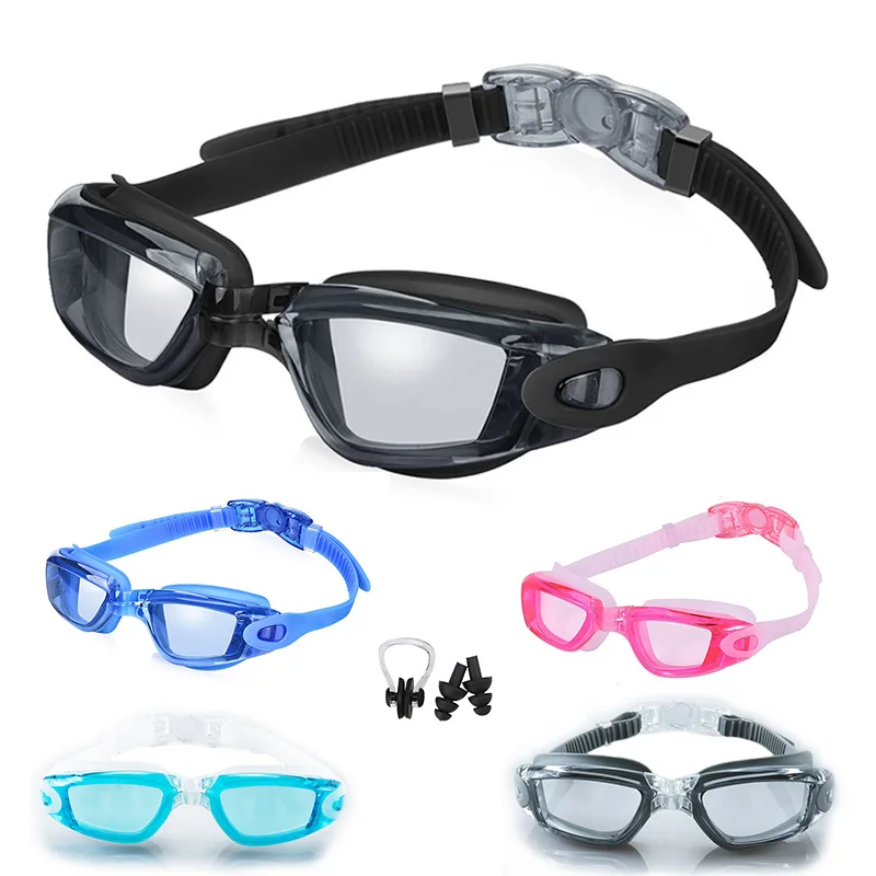 Yetişkin yüzme gözlükleri Yüzmek Gözlük Anti-sis UV Koruma PC Lens Su Geçirmez Ayarlanabilir Erkekler Kadınlar Silikon Yüzmek Gözlük Havuzu