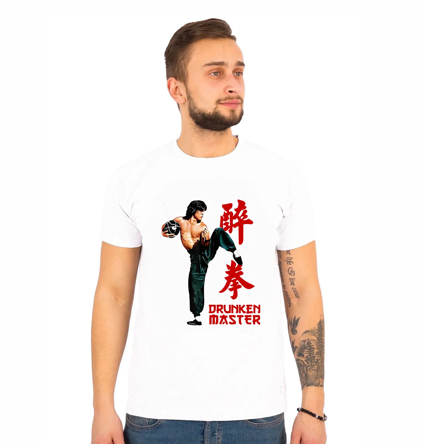 Jackie Chan T-Shirt Yolu Ejderha Bruce Lee Tshirt Erkekler Ejderha Film Kung Fu Brusli Karate Çin Tees Gömlek Kısa Kollu Üstleri