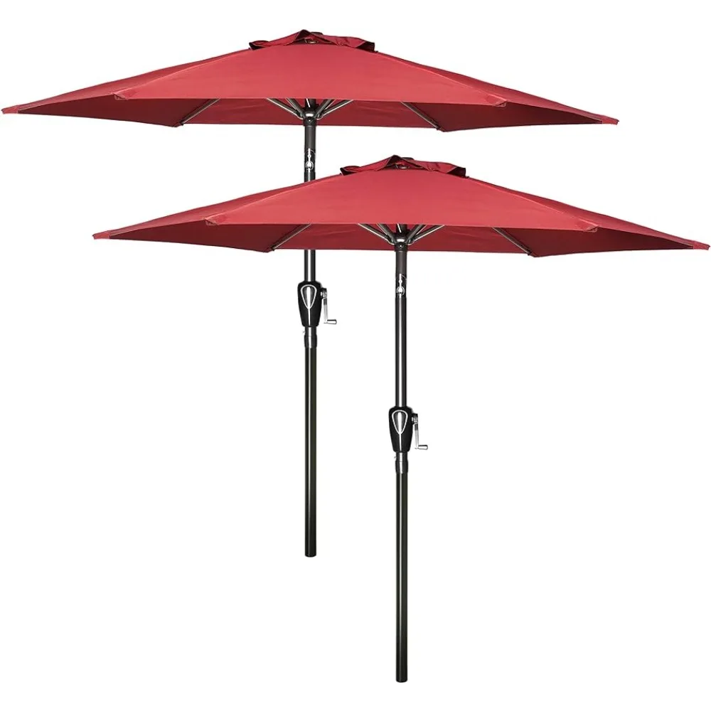 Şemsiye 2 Paket 7.5 ' Veranda Açık Masa Pazarı Yard Şemsiye 6 Sağlam Kaburga Veranda Şemsiyeleri ve Kuralları Mobilya Navlun ücretsiz