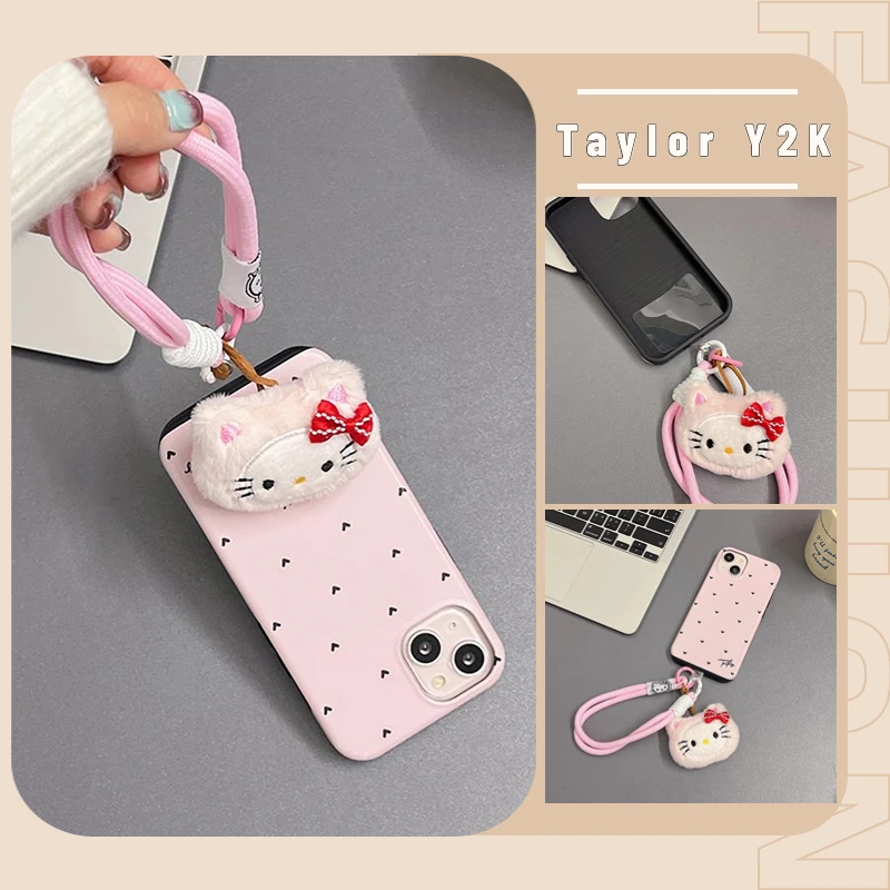 Yeni Sanrio Hello Kitty telefon zinciri Anime Figürü Y2K Kız Anahtarlık Karikatür Kawaii telefon kılıfı Dekorasyon peluş oyuncak doğum günü hediyesi