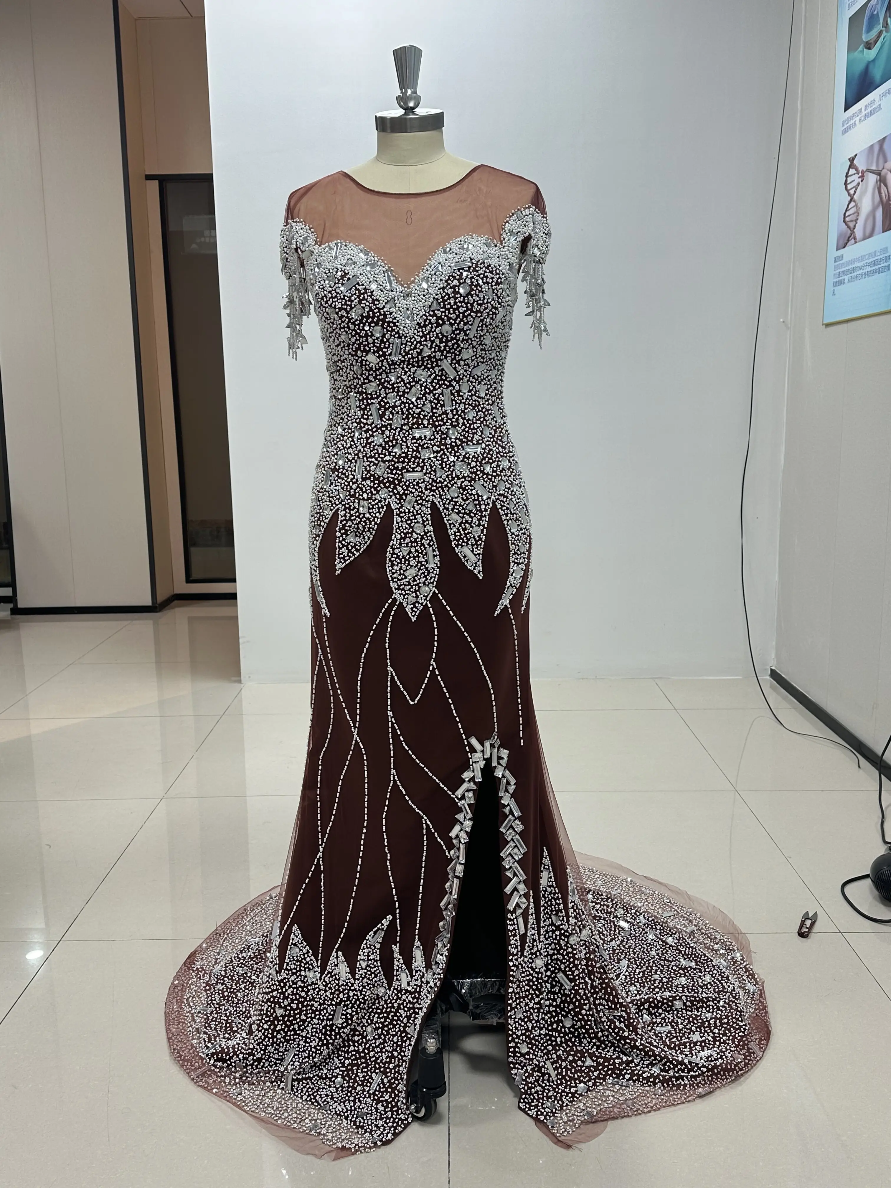 Lüks Kristal Elmas Akşam Elbise High-end Zarif kadın Resmi Ziyafet Akşam Elbise Elbiseler De Soirée
