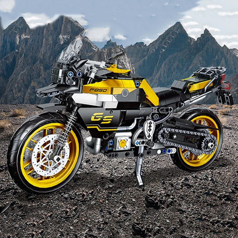 Fikirleri Şehir Lokomotif Motosiklet Yapı Taşı Teknik F850 GS Motosiklet Tuğla Modeli Oyuncak Çocuk Hediye İçin MOC