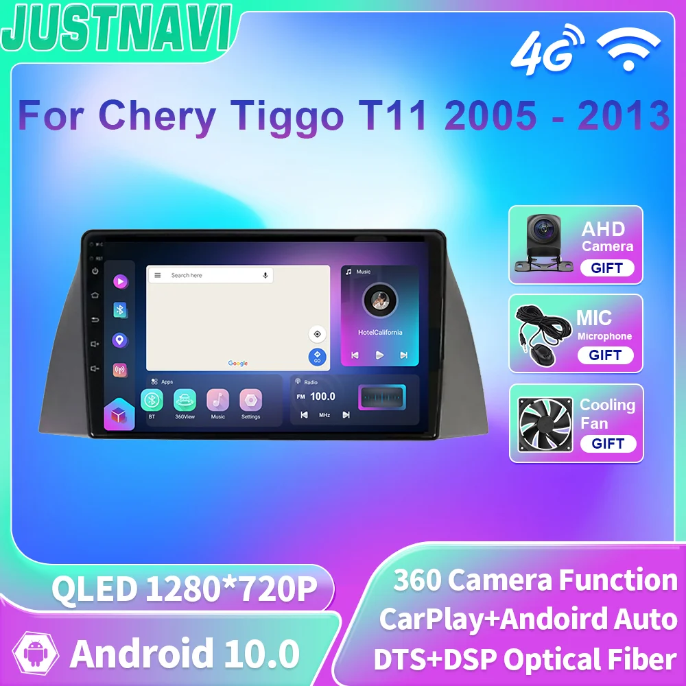 JUSTNAVI 2din 8 + 128G Android Araba Multimedya Radyo GPS Oynatıcı Chery Tiggo İçin T11 2005 2006 2007 2008 2009 2010 2011 2012 2013