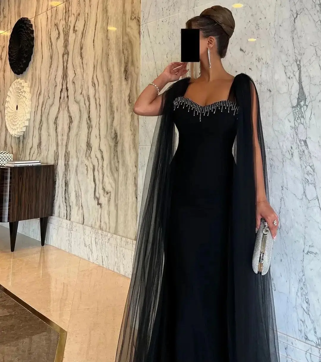 Siyah Mermaid Balo Abiye kadın Abiye Resmi Straplez Saten Kat Uzunlukta Suudi Arabistan Kokteyl Parti Elbiseleri 2024