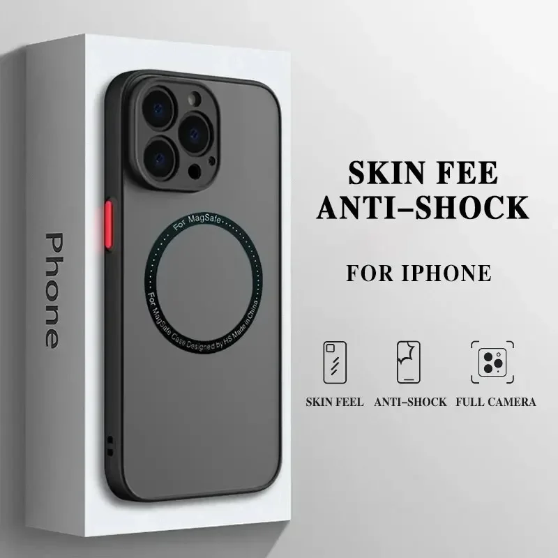 Telefon Kılıfı için Magsafe Kablosuz Şarj iPhone 15 14 13 12 11 Pro Max Artı Ultra İnce Buzlu Darbeye Dayanıklı Tampon Kapak