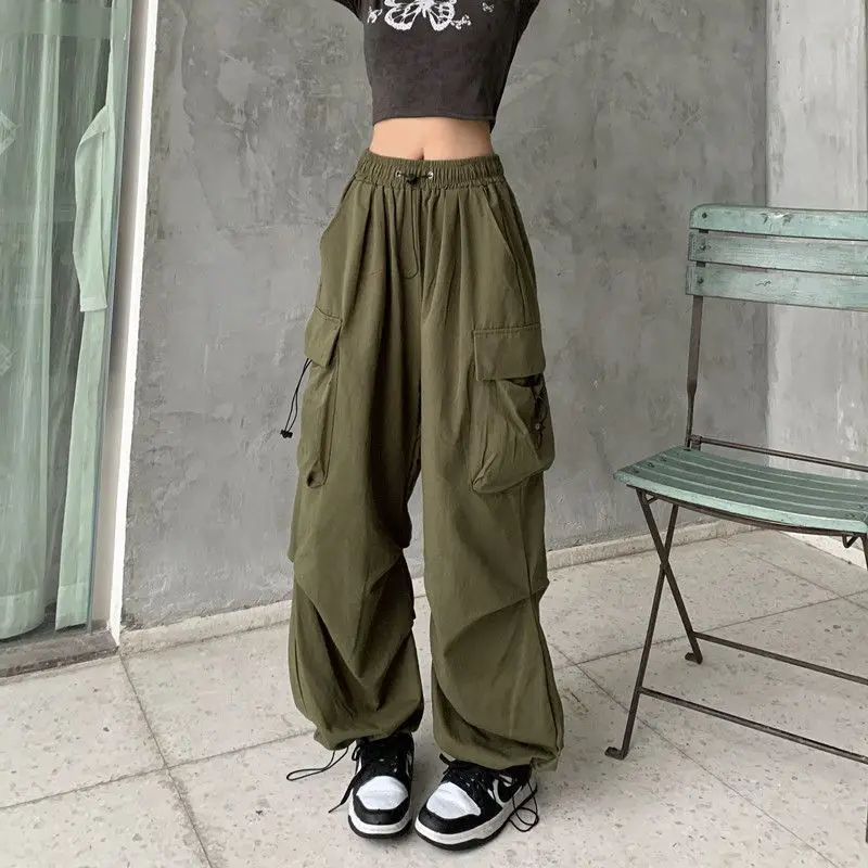 Retro İş Giysisi rahat pantolon kadın Yaz Çok Yönlü Düz Tüp Damla Askı Pantolon Gevşek Geniş Bacak Pantolon ins