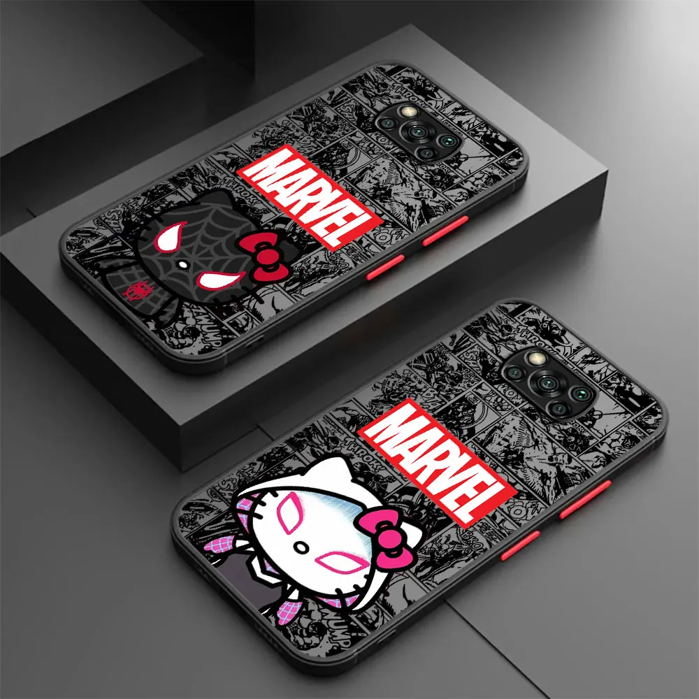 Marvel Örümcek Adam Hello Kitty Lüks Kapak Kılıf Xiaomi Poco X3 Pro X5 Pro X4 GT X3 NFC M3 M5s M5 X4 Pro C40 C50 C51 F3