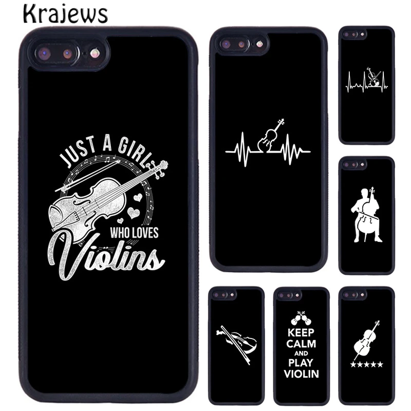 Krajews Serin Müzik Keman C Telefon Kılıfı iPhone 15 14 SE 6s 7 8 artı X XR XS 11 12 13 pro max coque