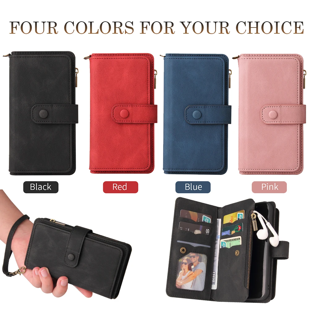 Yeni Stil deri cüzdan Kartları Flip Case Xiaomi Poco F4 GT M4 M3 12 11 10T Lite Redmi A1 Not 11 10 9 Pro Max K40 Fermuar Telefon