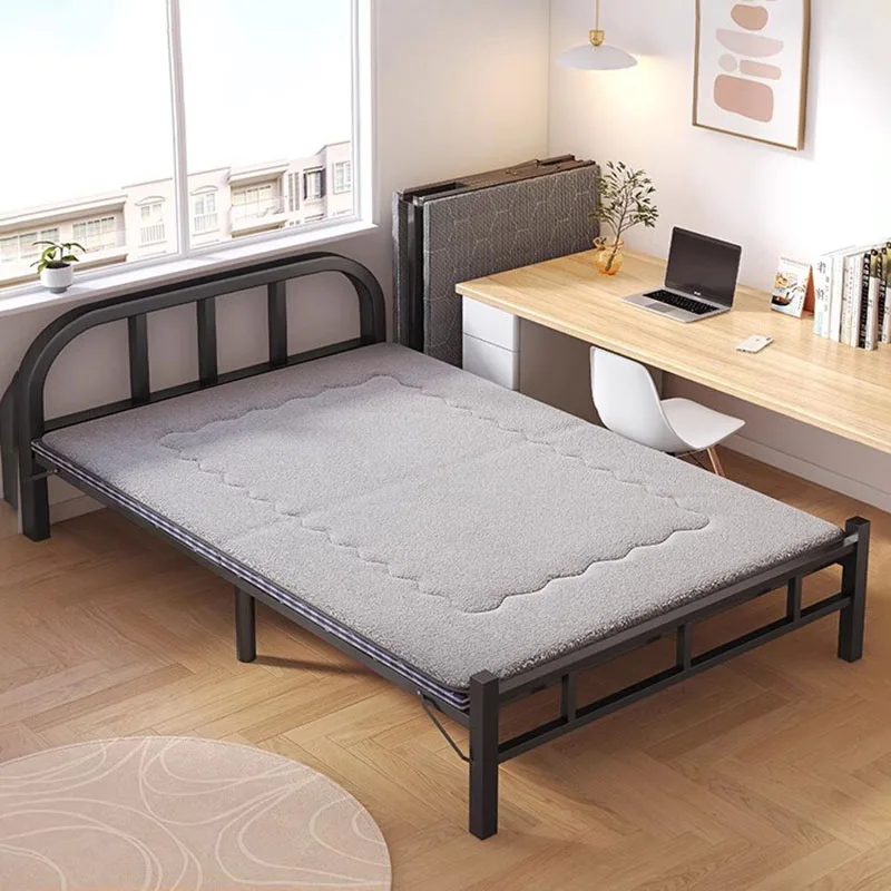 Siyah Basit Yatak Metal Ayarlanabilir Minimalist Ücretsiz Kargo Yatak Çok Fonksiyonlu Katlanır Cama Plegable Oturma Odası Mobilyaları