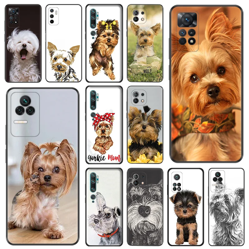 Siyah Mat Anti-Damla telefon kılıfı İçin Xiaomi mi 9 9T Yorkshire Terrier Köpek Redmi Not 11 10 Pro 11s 10s 9s 9a 9c 10c 10a 9i Kapak