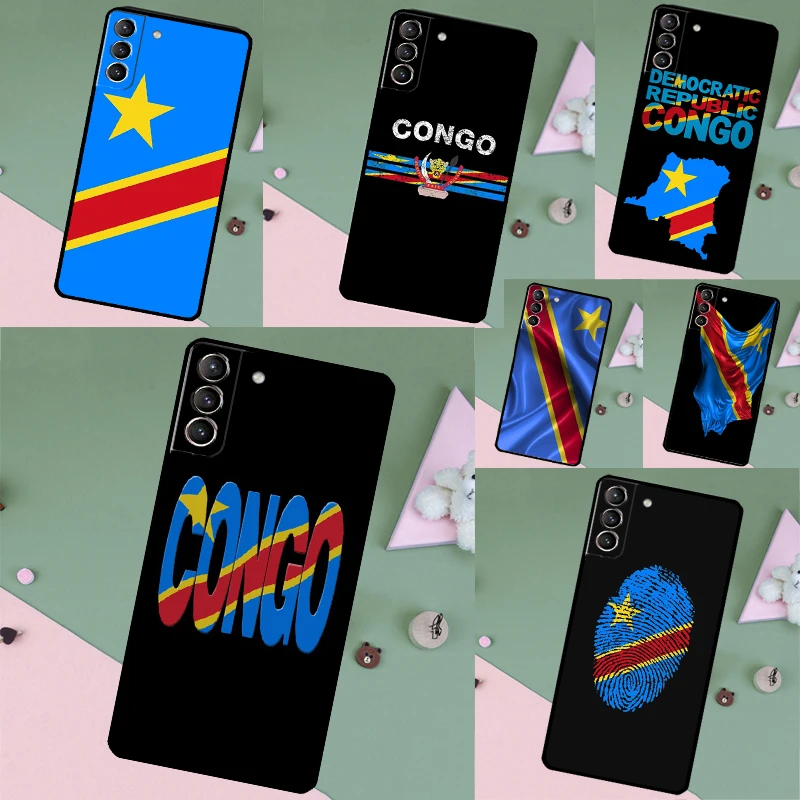 Kongo Demokratik Cumhuriyeti Bayrağı Çapa Telefon Kılıfı İçin Samsung Galaxy S21 S20 FE S22 S23 Ultra S8 S9 S10 Artı Not 10 20 Ultra