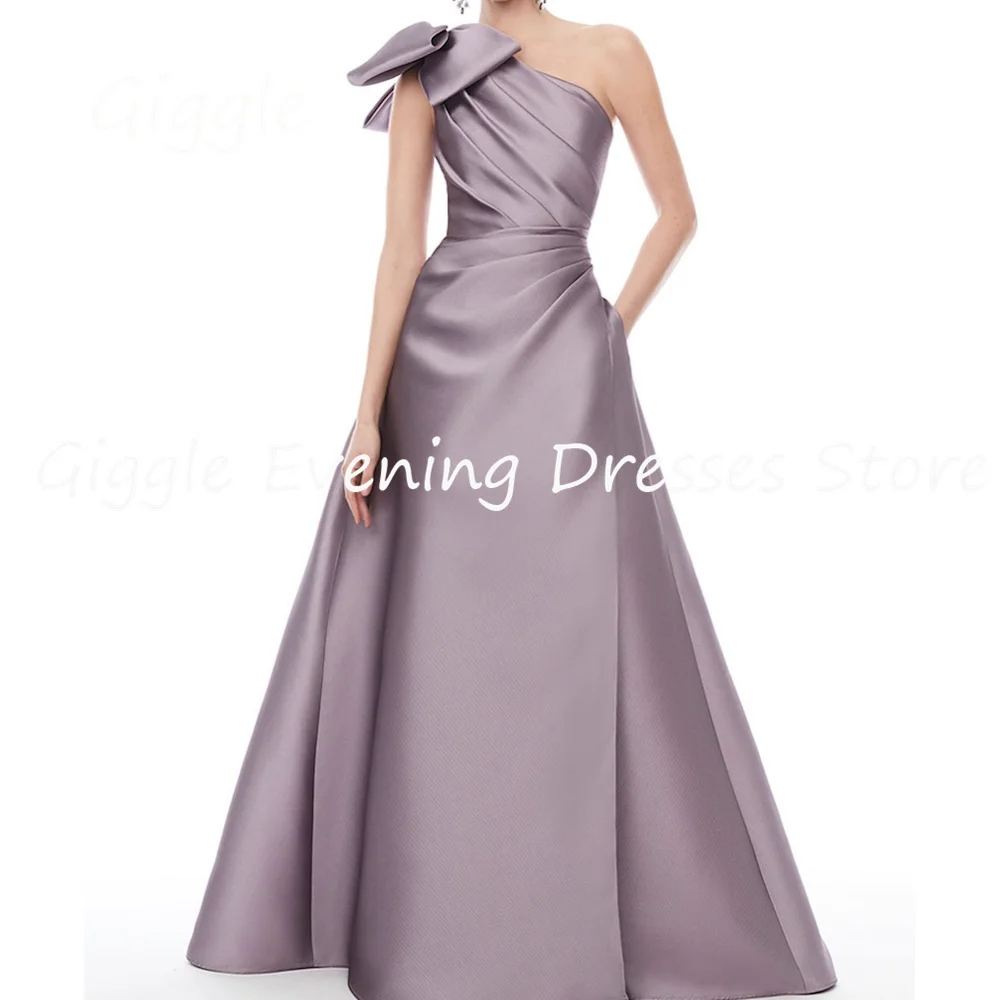 Kıkırdama Saten A-line Tek omuz Fırfır Resmi Zarif Balo elbisesi Kat Uzunluk lüks Akşam Güzel Parti Elbiseler kadınlar için 2023