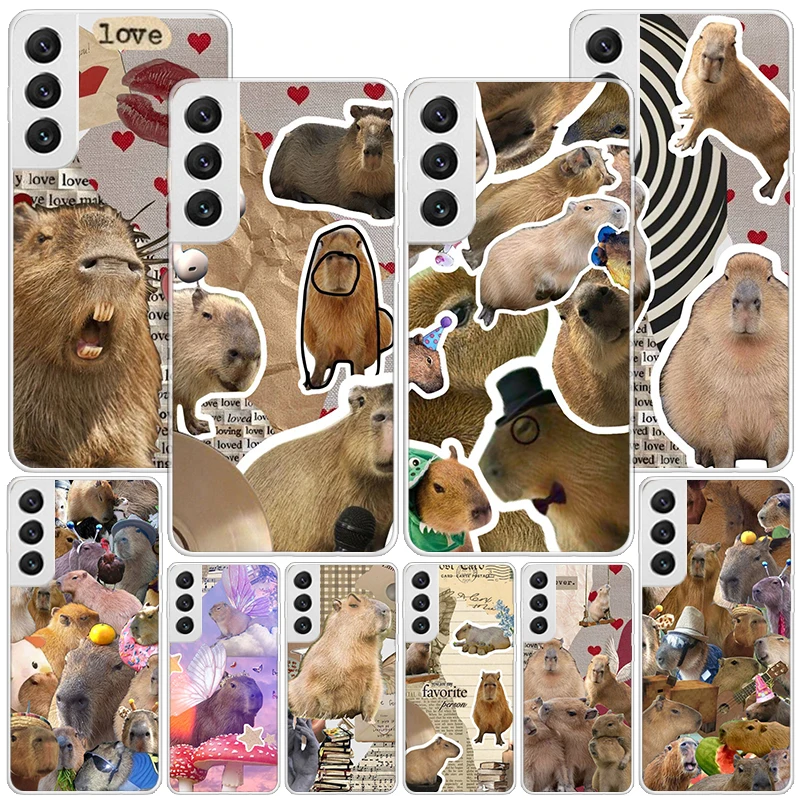 Komik Capybara telefon kılıfı İçin M12 M21 M30S M31S M32 M51 M52 Not 10 Lite 20 Ultra 9 8 + J4 J6 Artı J8 Yumuşak Kapak Coque