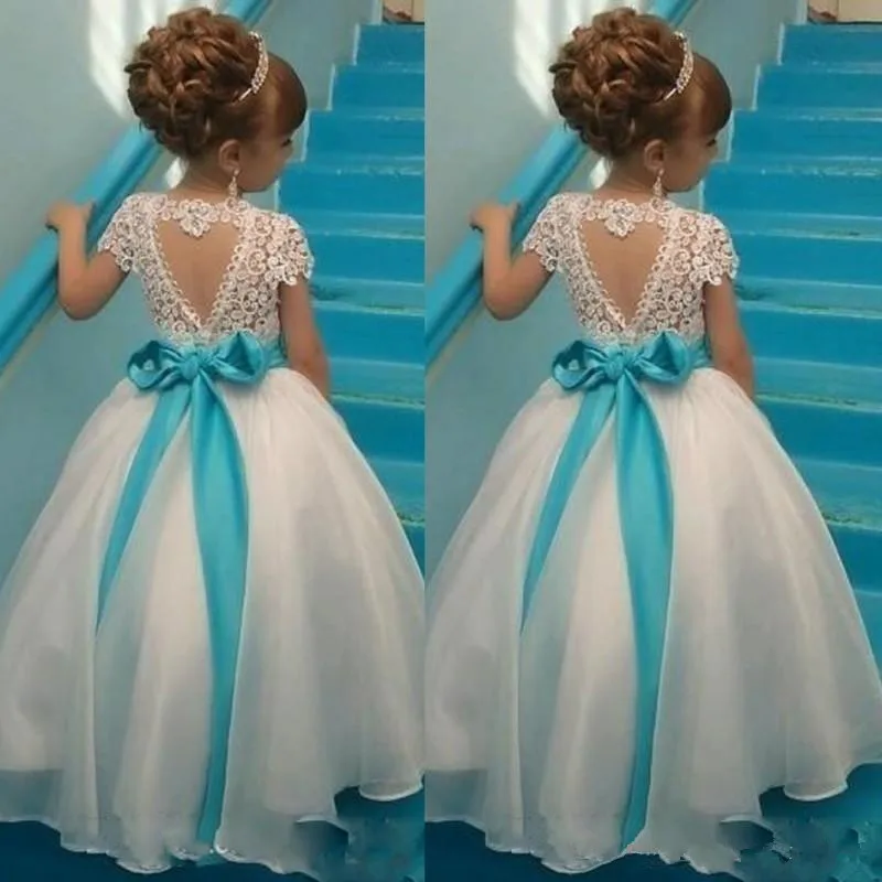 Çiçek Kız Elbise Düğün için Kelebek Aplike Prenses Çocuk Akşam Parti Balo İlk Communion Pageant Doğum Günü balo elbisesi