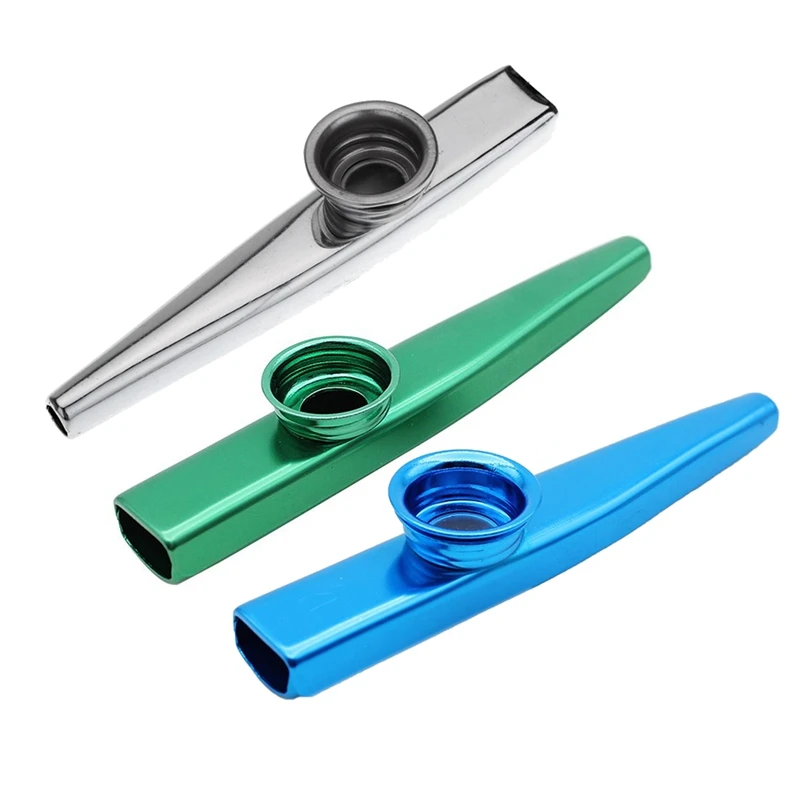 Kazoo Alüminyum Alaşımlı Metal 5 Adet Hediyeler Flüt Diyafram Çocuklar İçin Müzik Severler, Yeşil ve Mavi ve Gümüş (3 Takım)