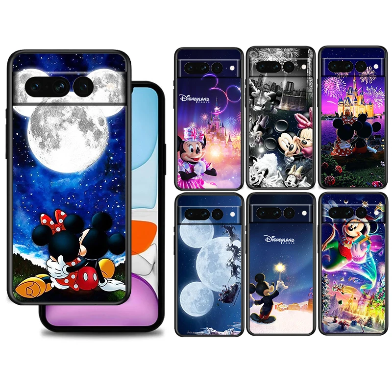 Disney Havai Fişek Minnie Mickey Google Pixel İçin 7 6 6A 5 4 5A 4A XL Pro 5G Silikon Darbeye Dayanıklı Yumuşak Siyah telefon kılıfı Kapak