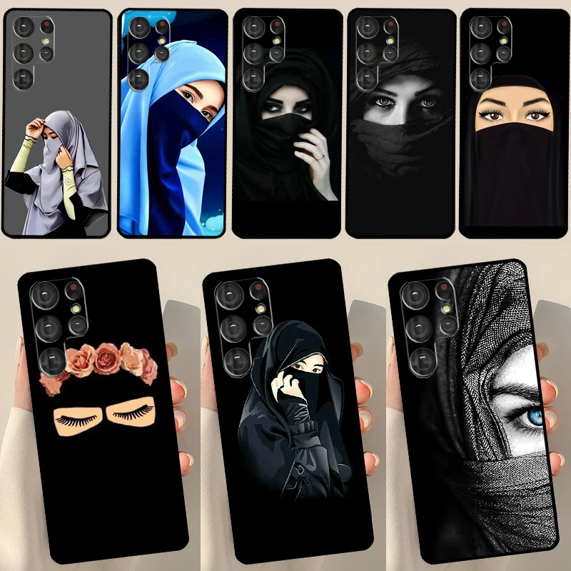 Müslüman İslam Arapça Başörtüsü Kız Kılıf Samsung Galaxy S23 S21 S22 Ultra Artı S20 FE Not 20 Not 10 S8 S9 S10 Artı Kapak