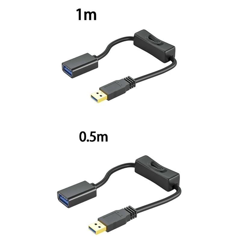 USB3. 0 Uzatma Kablosu Anahtarı İle Düz Kafa USB Fan İçin led ışık Sürüş Kaydedici Veri Güç uzatma kablosu 1M Kolay Kurulum